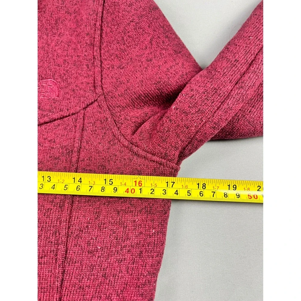 The North Face Women's Small Maggy Sweater‎ Full Zip Fleece Jacket Red Heathered